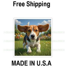 Beagle Dog Grass Playful Vinyl Decal Sticker Cute Pet Puppy A
