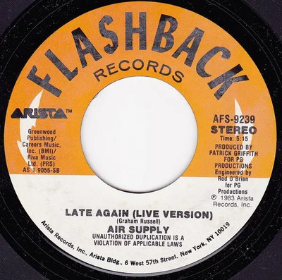 Air Supply Making Love Out Of Nothing At All Vinyl Single 7inch Flashback Rec