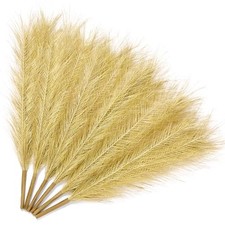 Gold Artificial Pampas Grass Decor, 17.7 Inch 6pcs Golden 17 Inch 6 Pcs A Gold