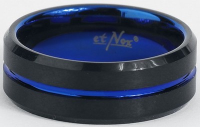 etNox Ring Unisex Blue Line schwarz/blau