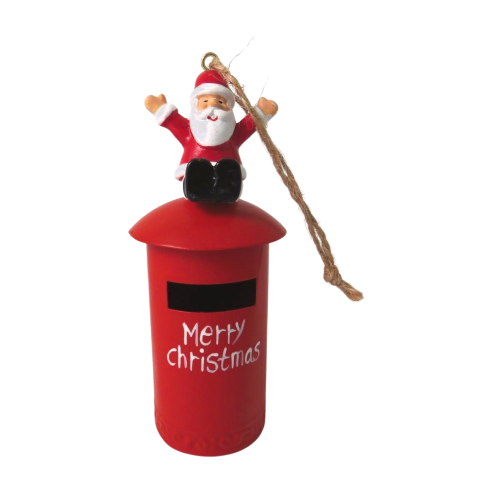 Christmas Hanging Decoration Santa On A Post Box