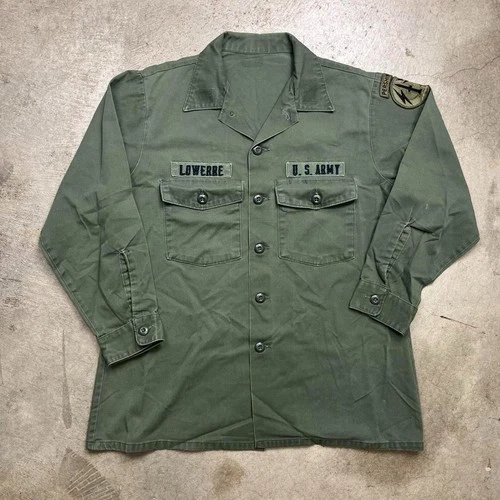 Vintage 70s OG-507 Shirt US Military Green Utility Size XL Vietnam Era