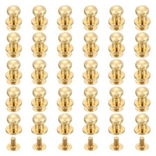 30Pcs 6mm Chicago Screws Round Head Button Leathercraft Rivets Light Gold
