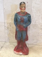 Vintage 1940s Superman Chalkware Carnival Prize – 15.5”– Rare Blue & Red Version