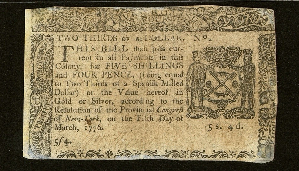 1776 NEW YORK, American Revolution Colonial $2/3 Currency Bank Note NY-190, PCGS - Image 3 of 4