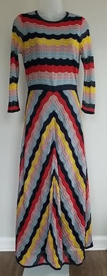 Boden Helen Sparkle Knit Dress NWOT US 8 Chevron Red Blue Yellow Pink Navy