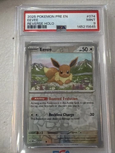 2025 POKEMON PRE EN-PRISMATIC EVOLUTIONS REVERSE HOLO #074 EEVEE PSA 9