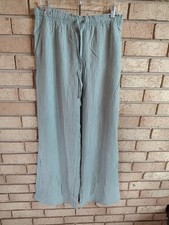Zara Wide Leg Pants Drawstring Linen Style Large NEW