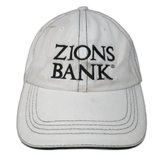 Zions Bank Strapback Baseball Cap White One Size Adjustable Embroidered Vitronic