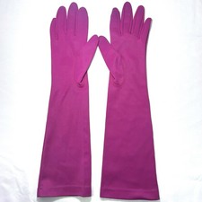 Vintage Magenta Long Opera Gloves Nylon Stretch Formal Costume Barbiecore 15  