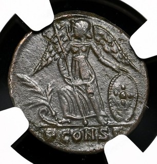 City Commemorative. AD 330 333. Æ Follis CONSTANTINOPLIS Galley prow NGC Fine