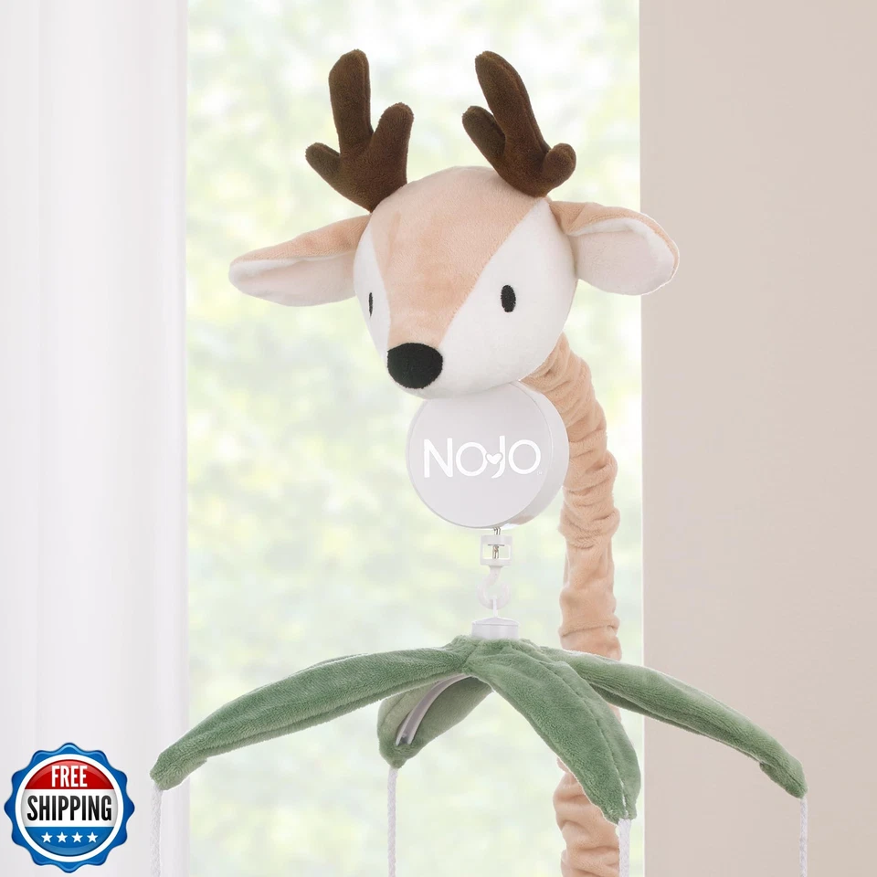 Móvel musical NoJo veado de pelúcia verde, cinza e bronzeado raposas e ouriços - Imagem 3 de 4