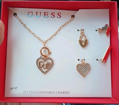 GUESS Interchangeable Charms Gold-Tone Necklace, 20'' + 2'' New In Box