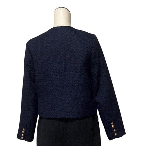 NWT WELD.NY Navy Gold Button Details Military Blazer Tweed Medium - Picture 5 of 7