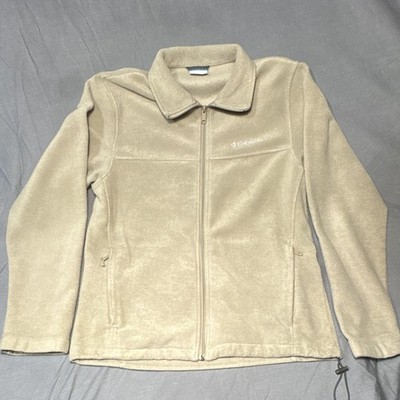 Columbia Beige Full Zip Jacket w/ Zipped Pockets, Embroidered Logo Men s M