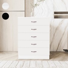 High Gloss Chest of Drawers Tall Wide 5 Drawer Bedroom Furniture Cabinet