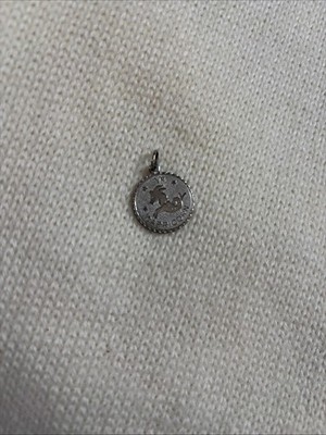 Silber Vintage Steinbock Sternzeichen Rund Charm Anhänger