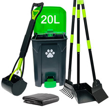 20L Dog Poop Trash Can outside with Pooper Scooper  50 Waste Bags- Outdoor Dog