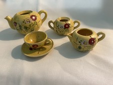 Vintage 1930's Children's Tea Set Rare Yellow Floral JAPAN Hand-Painted Pottery