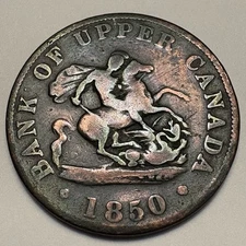 1850 Canada Half Penny Bank Token  FREE SHIPPING