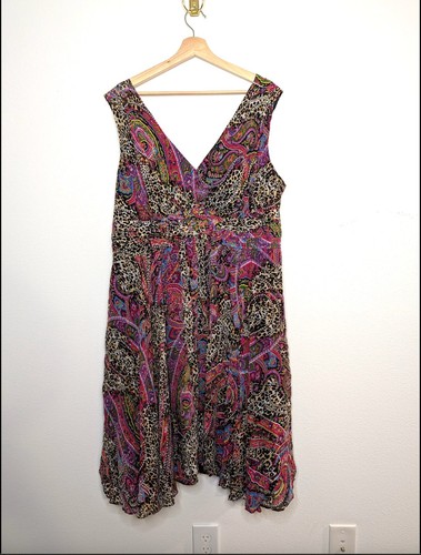 100% Silk Vintage Patterned Midi Dress