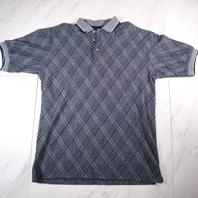 Greg Norman Collection Heavy Cotton Short Sleeve Golf Polo Shirt Mens M Argyle