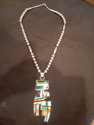 舎*）様 indian jewelry Frank Yellowhorse indian jewelry Navajo Frank Yellowhorse Pendant & Beaded