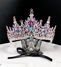 Lavender Wedding Tiara, Silver Bridal Headband, Bridesmaid Hair Accessory