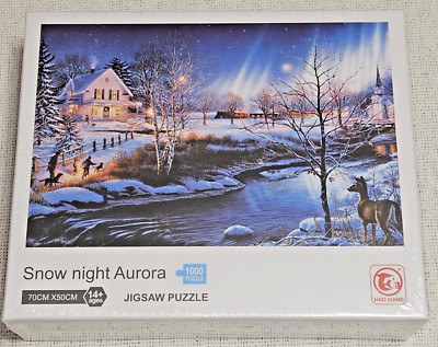Hao Xiang Snow Night Aurora 1000 Piece Puzzle
