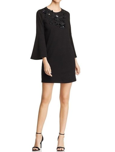 Nwt Kobi Halperin Szs Mireya Adornado Campana Manga Shifth Vestido Negro |  eBay