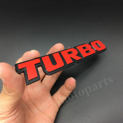 Turbo Charged Engine Fender Trunk Tailgate Metal Red Emblem Badge Decal ...