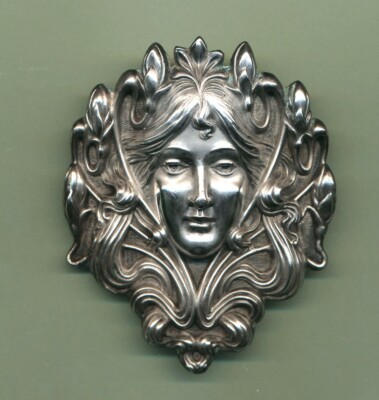 Antique ART NOUVEAU Sterling UNGER BROS Brothers Lady Large Brooch Pin ...