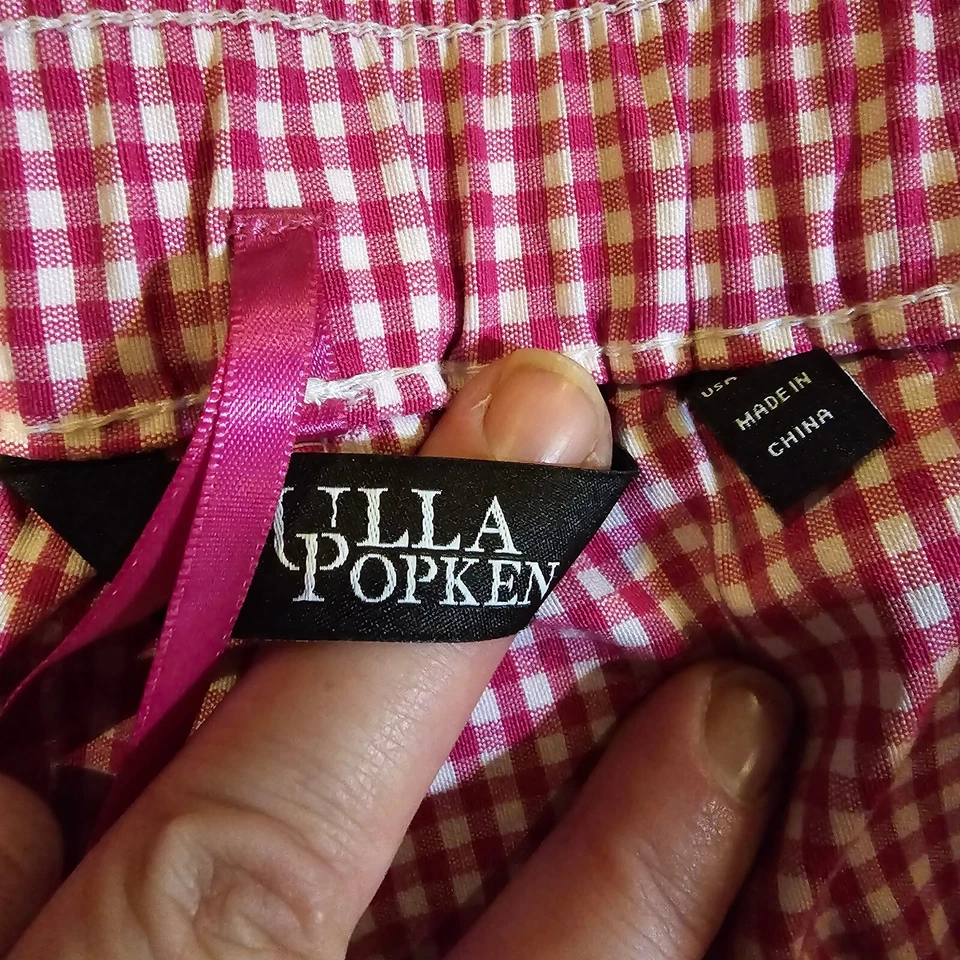 Pantalones Ulla Popken Mujer 16 Rosa Blanco Guinga Cuadros Pull On Cónico Elastizados Informales Foto 3 de 4