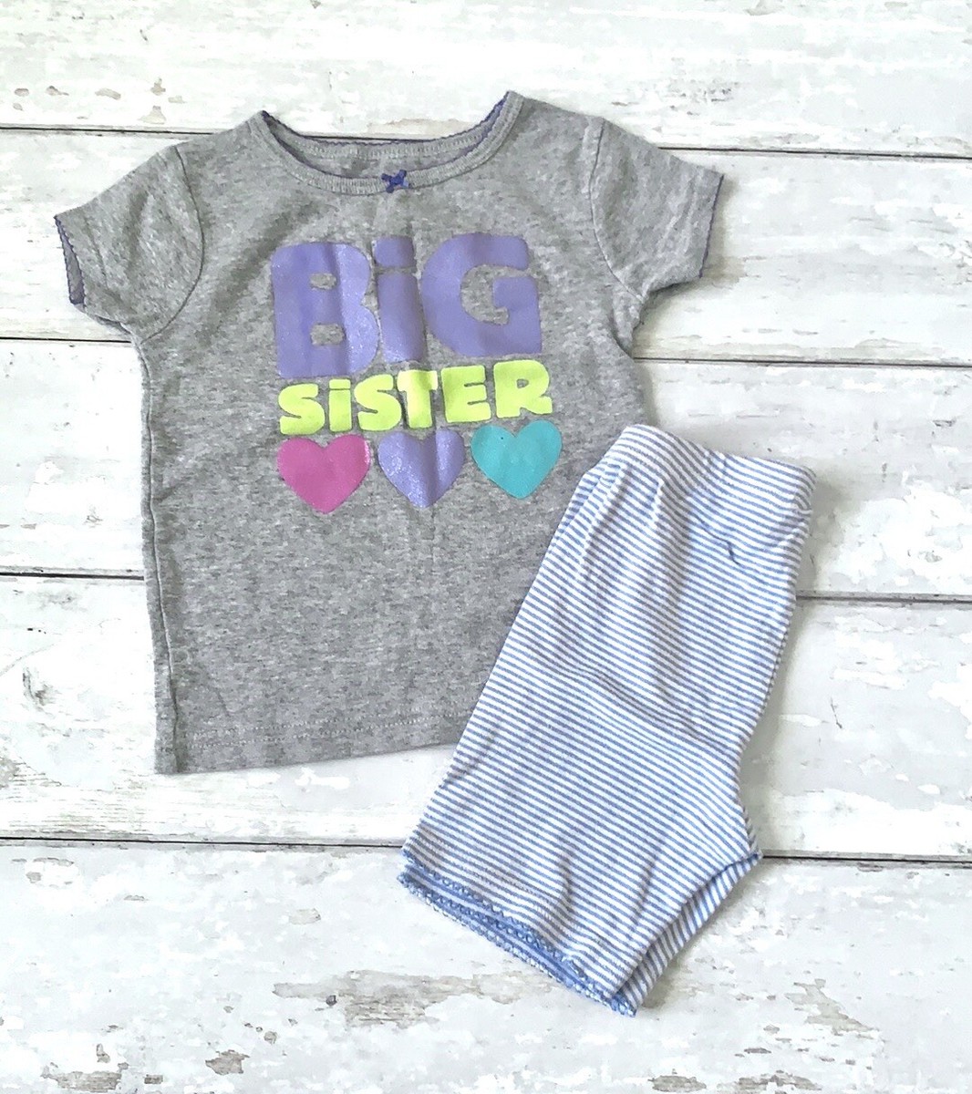 Girls 2T Big Sister Pajamas Set Carters Shorts Summer PJs
