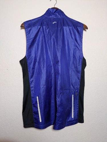 Brooks Blue Windbreaker Running Vest Size Medium Athletic Reflective Packable - Picture 6 of 8
