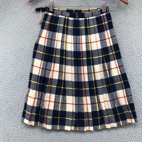 Vintage Edyth May Irish Wool Kilt Kids 10 12 Tartan Plaid Pleated Skirt Gaelic - Picture 16 of 18