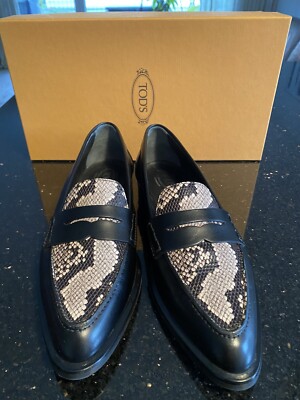 TOD S Loafer Slipper Exclusive for Breuninger Schwarz Snake Gr. 37,5 Neu NP 440 