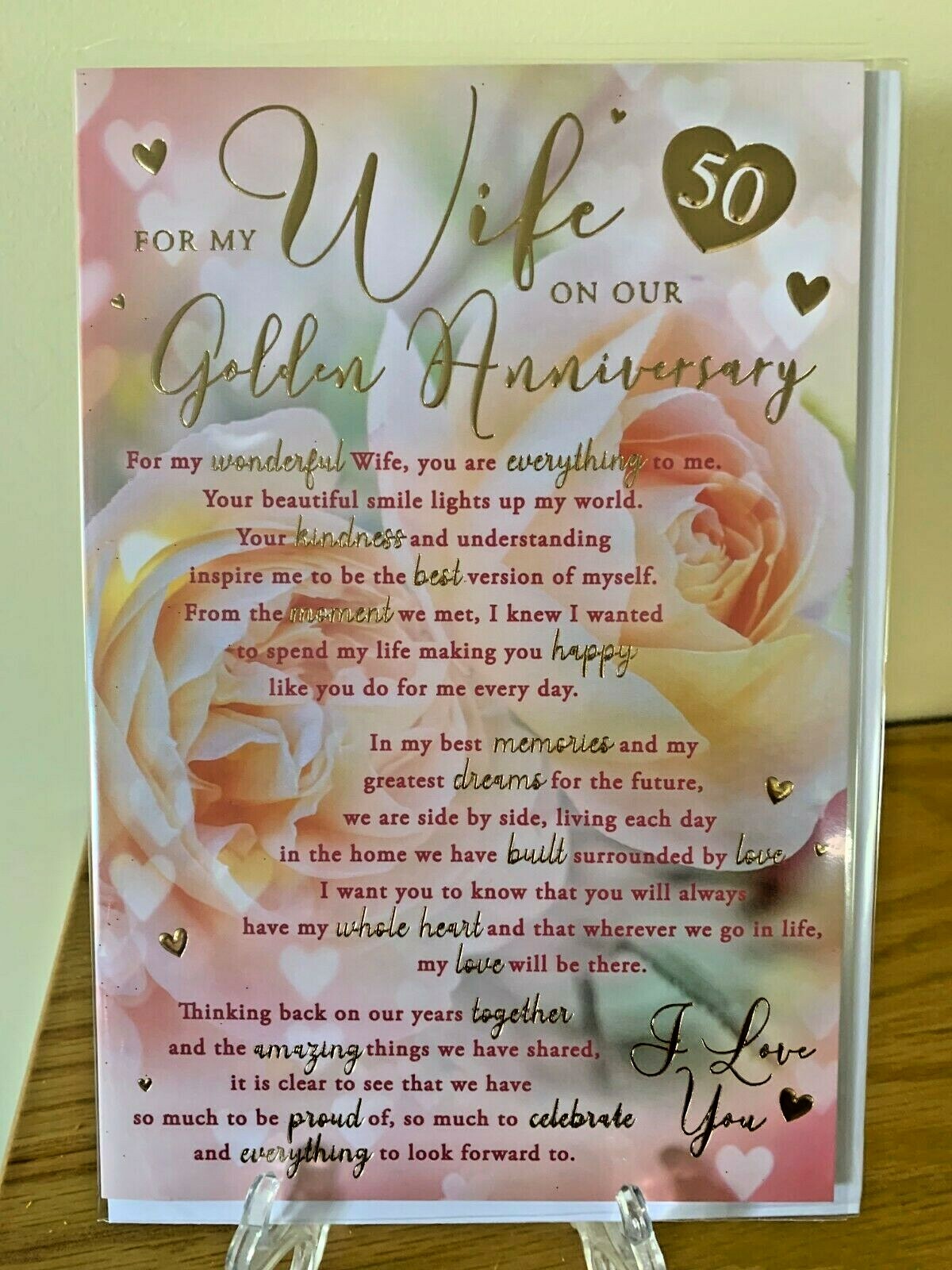 Golden Wedding Anniversary For My Wife On Our 50 yrs Card - Foil Finish