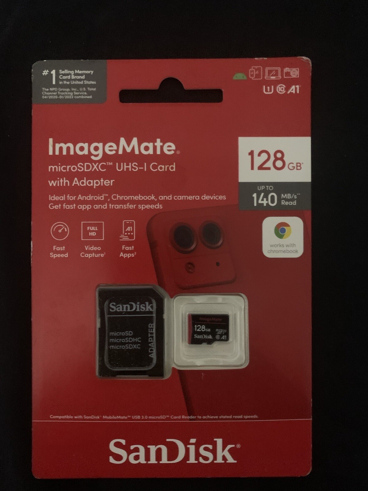 3 MicroSDXC Sandisk ImageMate 128GB UHSI Card, Adapter + EAGET 64GB SD