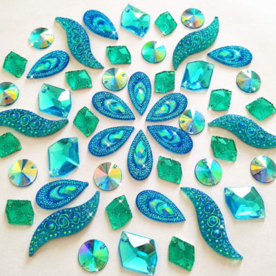 50PCS Special Effect Different Shapes Mirror AB Gems Sew on Rhinestones Faceted