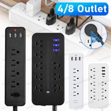 US Power Strip Surge Protector AC 4/8 Outlets with USB Ports Mountable 45  Plug