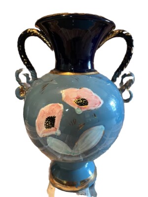 Hand painted Pottery two handled vase. 