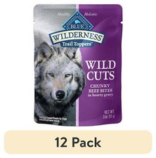  12 pack Blue Buffalo Wilderness Trail Toppers Wet Dog Food, Chunky Beef Bites