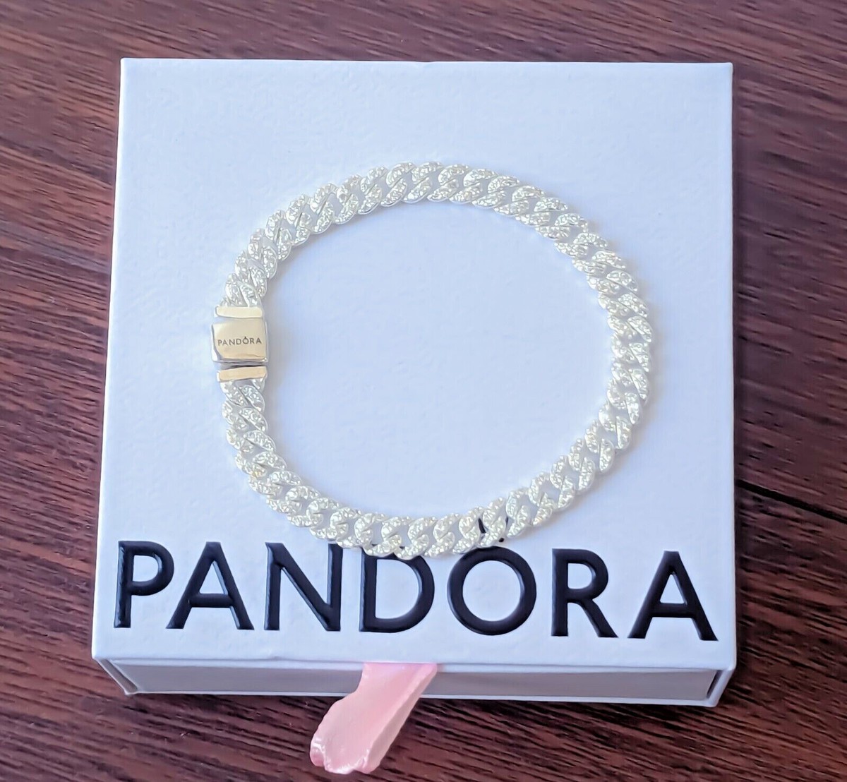 New 100% Genuine PANDORA Brand 593008C01 Timeless Pavé Cuban Chain