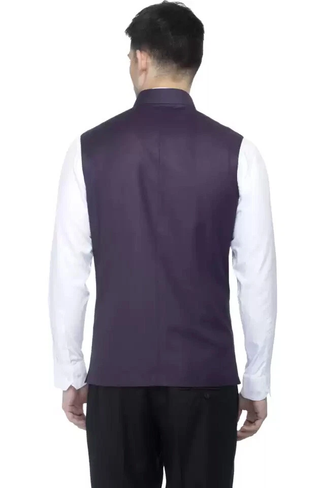 Mens mandarin neck Purple Wedding Casual Waistcoat Vest (Customizaion Available) - Image 4 of 4