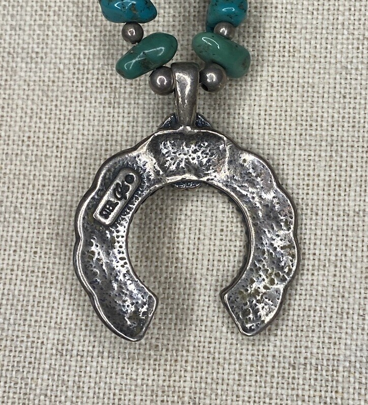 CAROLYN POLLACK STERLING SILVER AND TURQUOISE SQUASH BLOSSOM NECKLACE