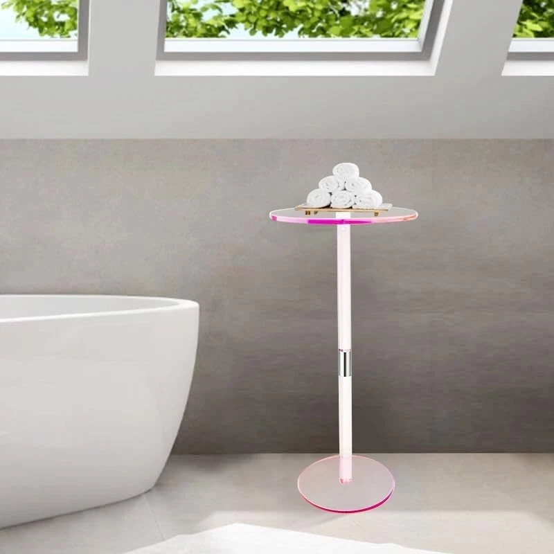 Acrylic Drink Iridescent Side Table for Small Spaces Colorful Round Drink Side - Image 2 of 4