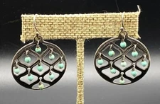 SILPADA-Sterling Silver Round Cut Out Howlite Bead Dangle Earrings W1682