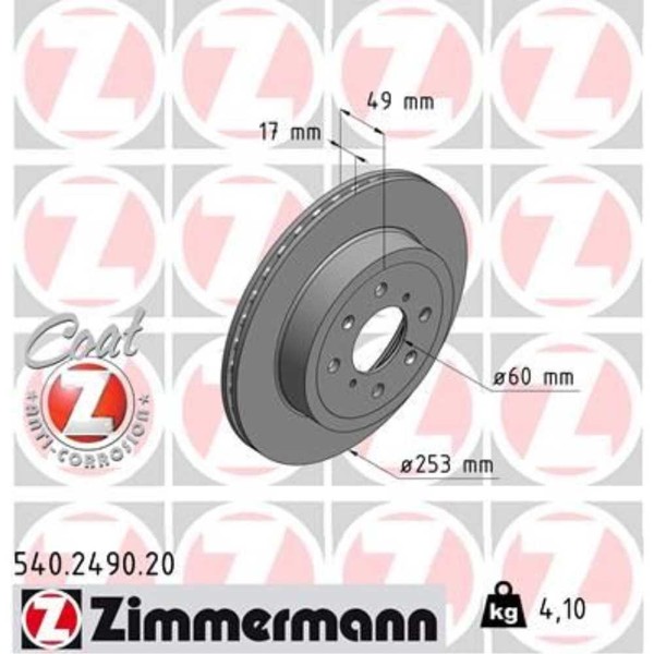 Zimmermann 2X Bremsscheibe Vorne Ø253 Mm FüR Opel Agila (A) 1.2 16V 1.0 12V H00-image