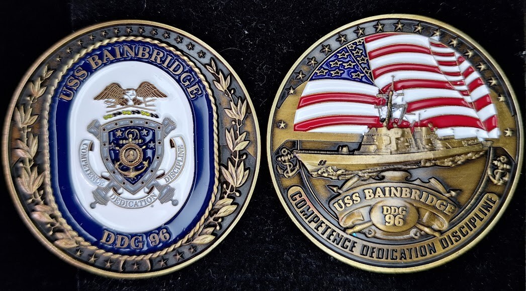 DDG-96 USS Bainbridge Navy Challenge Coin - Competence Dedication Discipline